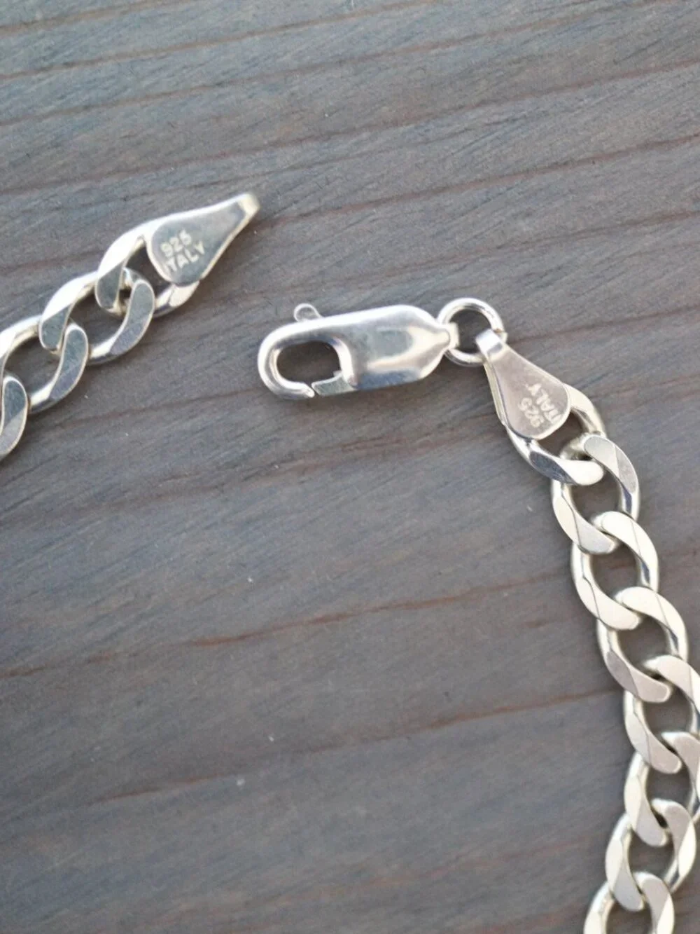 S925 6mm Curb Cuban Link Chain Bracelet Sterling Silver Stamped